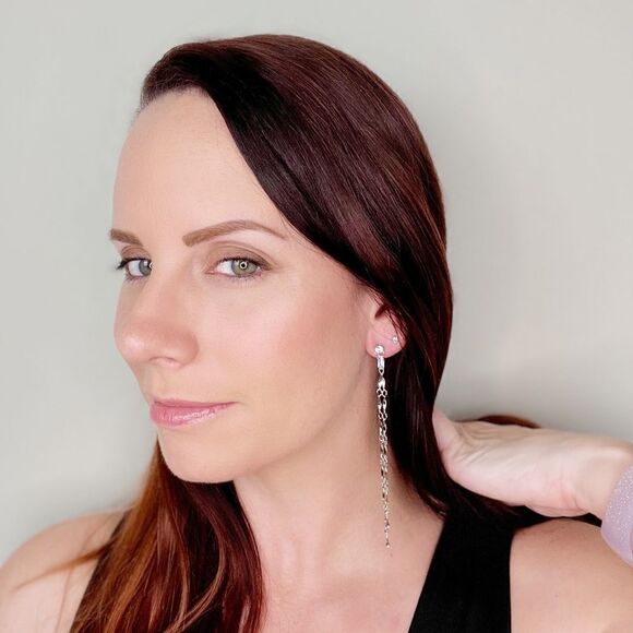 Silver Rhinestone Dangle Tassel Earrings - Picture 1 of 2